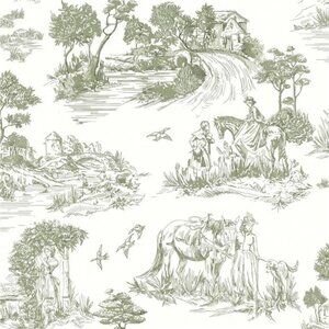 Toile Wallpaper Peel and Stick Wallpaper Line Drawing Wallpaper 16.9inch x